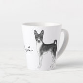 Niedlicher Basenji-Hund in Schwarz und Weiß & Indi Milchtasse (Rechte Ecke)