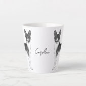 Niedlicher Basenji-Hund in Schwarz und Weiß & Indi Milchtasse (Vorderseite)