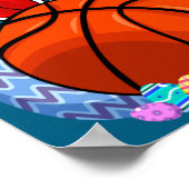 Niedlicher Basketball-Osterhasen-Ei Poster (Ecke)