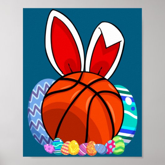 Niedlicher Basketball-Osterhasen-Ei Poster (Vorne)