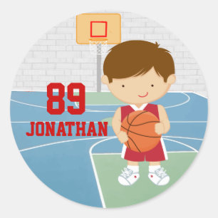 Niedlicher Basketballspieler Runder Aufkleber