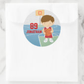 Niedlicher Basketballspieler Runder Aufkleber (Tasche)