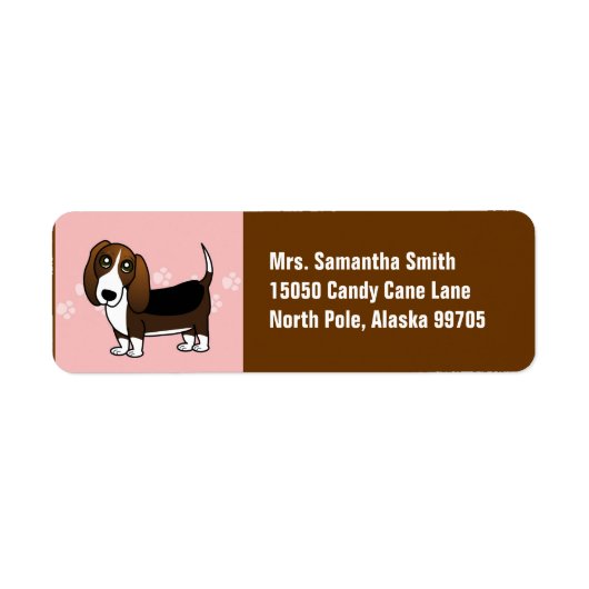 Niedlicher Basset Hound Cartoon - braun weiß und s (Vorne)