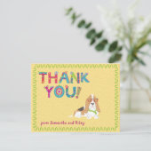 Niedlicher Basset Hound Hund farbenfrohe Blumenbri Dankeskarte (Stehend Vorderseite)