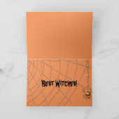 Niedlicher Basset-Hund auf sonniger Halloween-Kart Karte (Innenseite)