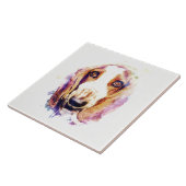 Niedlicher Basset-Hund Kopf-Gesicht Welpe Fliese (Seite)