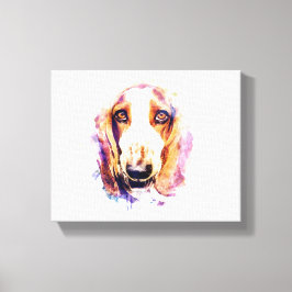 Niedlicher Basset-Hund Kopf-Gesicht Welpe Leinwanddruck