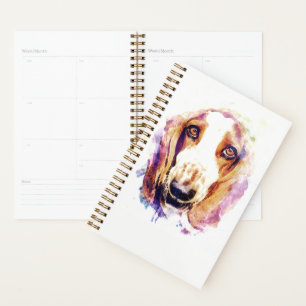 Niedlicher Basset-Hund Kopf-Gesicht Welpe Planer