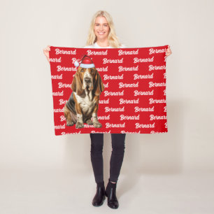 Niedlicher Basset Hund mit Hund Weihnachtsfeiertag Fleecedecke