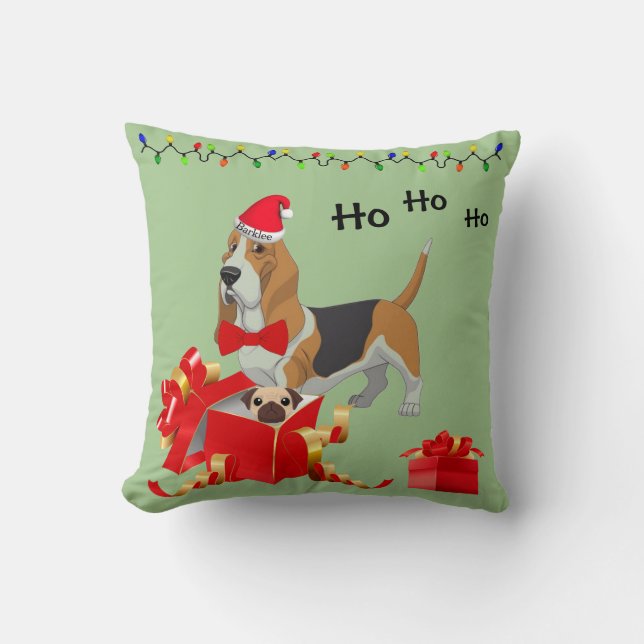 Niedlicher Basset-Weihnachtsanfang Kissen (Vorderseite)