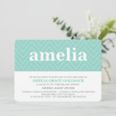 NIEDLICHER BAT MITZVAH Trendname Zickzack Mustermi Einladung (Stehend Vorderseite)