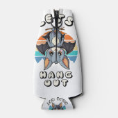 Niedlicher Battschlag und Retro Sunset | Lass uns Flaschenkühler (Rückseite)