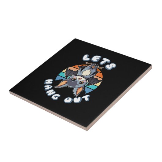 Niedlicher Battschlag und Retro Sunset | Lass uns  Fliese (Seite)