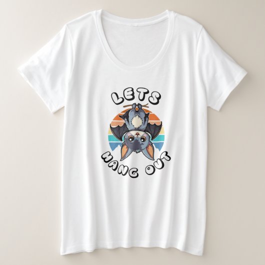 Niedlicher Battschlag und Retro Sunset | Lass uns  Große Größe T-Shirt (Design vorne)