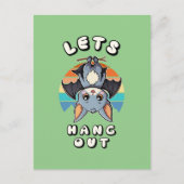 Niedlicher Battschlag und Retro Sunset | Lass uns Postkarte (Vorderseite)