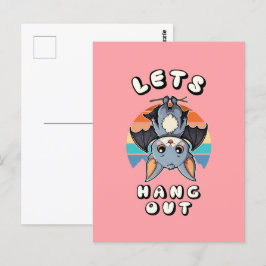 Niedlicher Battschlag und Retro Sunset | Lass uns  Postkarte