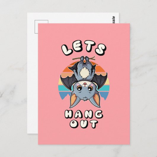 Niedlicher Battschlag und Retro Sunset | Lass uns Postkarte (Vorne/Hinten)