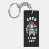 Niedlicher Battschlag und Retro Sunset | Lass uns Schlüsselanhänger (Vorderseite links)