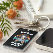 Niedlicher Battschlag und Retro Sunset | Lass uns Schlüsselanhänger (Vorderseite rechts)