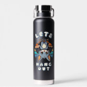 Niedlicher Battschlag und Retro Sunset | Lass uns  Trinkflasche (Rückseite)