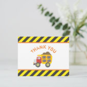 Niedlicher Bau Geburtstagsparty Dump Truck Dankeskarte (Stehend Vorderseite)