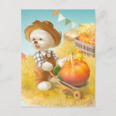 Niedlicher Bauer Hund mit Pumpkin Ankündigungspostkarte (Vorderseite)