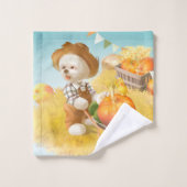 Niedlicher Bauer Hund mit Pumpkin Badhandtuch Set (Waschlappen)