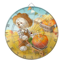 Niedlicher Bauer Hund mit Pumpkin Dartscheibe