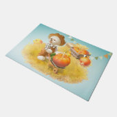 Niedlicher Bauer Hund mit Pumpkin Fußmatte (Schrägansicht)