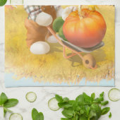 Niedlicher Bauer Hund mit Pumpkin Geschirrtuch (Gefaltet)