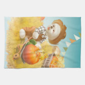 Niedlicher Bauer Hund mit Pumpkin Geschirrtuch (Horizontal)