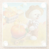 Niedlicher Bauer Hund mit Pumpkin Glasuntersetzer (Rückseite)