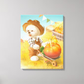 Niedlicher Bauer Hund mit Pumpkin Leinwanddruck (Vorderseite)