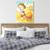 Niedlicher Bauer Hund mit Pumpkin Leinwanddruck (Insitu (Schlafzimmer))