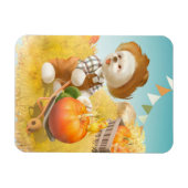 Niedlicher Bauer Hund mit Pumpkin Magnet (Horizontal)