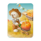 Niedlicher Bauer Hund mit Pumpkin Magnet (Vertikal)