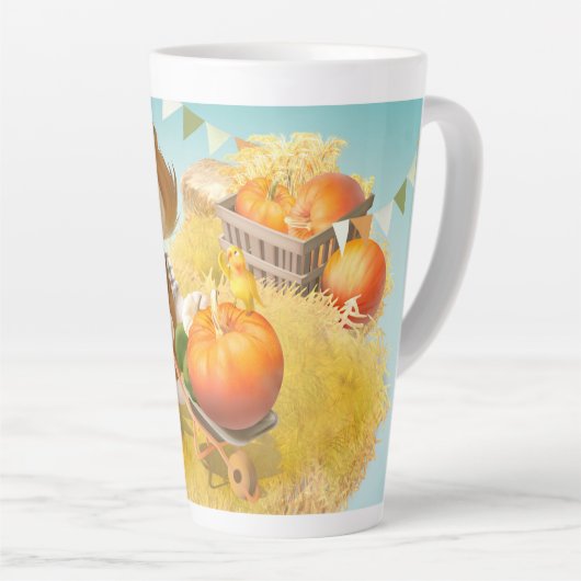 Niedlicher Bauer Hund mit Pumpkin Milchtasse (Rechte Ecke)