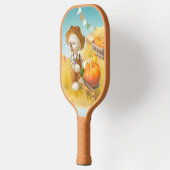 Niedlicher Bauer Hund mit Pumpkin Pickleball Schläger (Links)