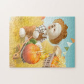 Niedlicher Bauer Hund mit Pumpkin Puzzle (Horizontal)