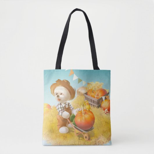 Niedlicher Bauer Hund mit Pumpkin Tasche (Vorderseite)