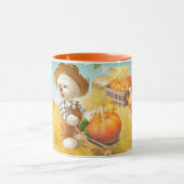 Niedlicher Bauer Hund mit Pumpkin Tasse (Zentrum)