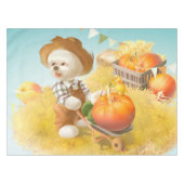 Niedlicher Bauer Hund mit Pumpkin Tischdecke (Vorderseite (Horizontal))