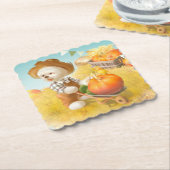 Niedlicher Bauer Hund mit Pumpkin Untersetzer (angewinkelt)