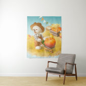 Niedlicher Bauer Hund mit Pumpkin Wandteppich (Beispiel)