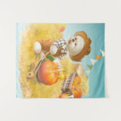 Niedlicher Bauer Hund mit Pumpkin Wandteppich (Vorderseite (Horizontal))