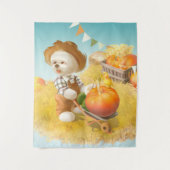 Niedlicher Bauer Hund mit Pumpkin Wandteppich (Vorderseite)