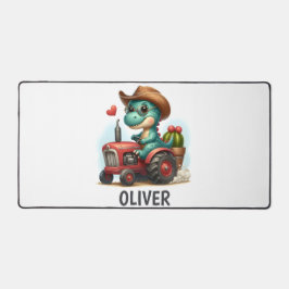 Niedlicher Bauer Trex Dinosaur auf Red Tractor Schreibtischunterlage