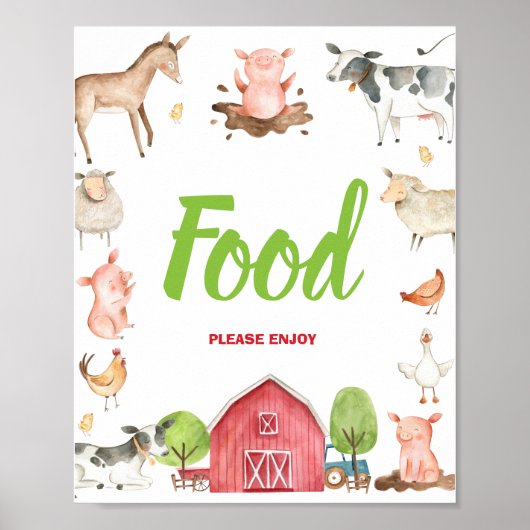 Niedlicher Bauernhof Barnyard Party Food Tabletop Poster (Vorne)