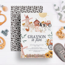 Niedlicher Bauernhof & Kuhdruckfarm Geburtstag