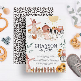 Niedlicher Bauernhof & Kuhdruckfarm Geburtstag Einladung